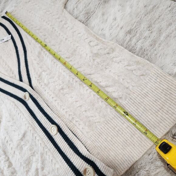 Victoria's Secret PINK White and Green Oversized Cable Sweater Cardigan Size XS - Picture 5 of 7